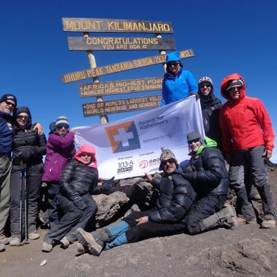 Erika Durlacher and the team of committed fundraisers on Mt. Kilimanjaro in 2015 