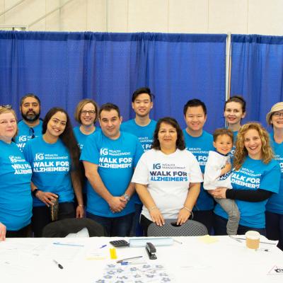 A big group of volunteers for the Walk gathered together and posing.