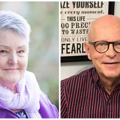 Headshots of Myrna on the left and Craig on the right.