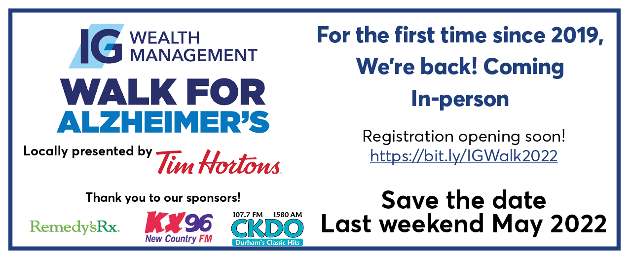 IG Walk for Alzheimer's Save the Date Last Weekend in May 2022