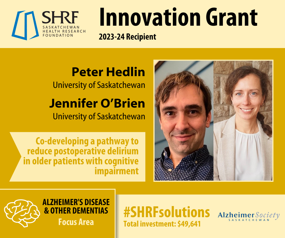 Two researchers with the text, "Innovation Grant, 2023-2024 Recipient."