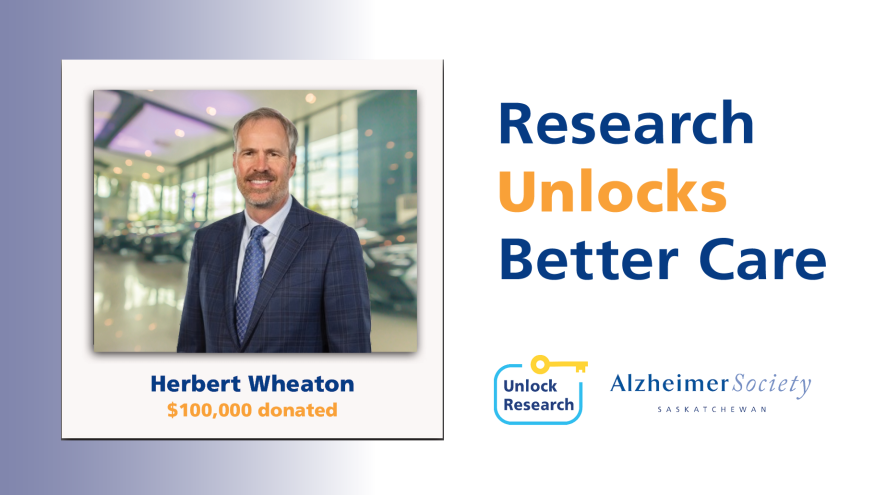 A man in a polaroid frame next to the text, "Research Unlocks Better Care."